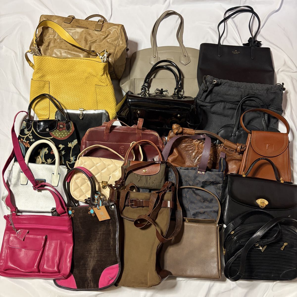 1円 カルティエ 含む まとめ① バッグ【大量 22点 セット】ハンド トート フルラ ロンシャン ケイトスペード ランバン ゲンテン ブランド拍卖