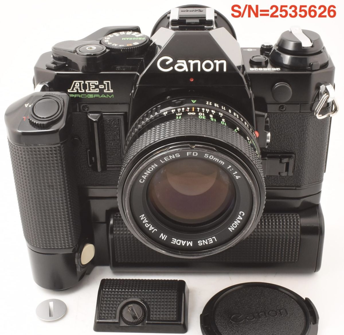 【整備/性能測定済】Canon AE-1 PROGRAM ブラック+NEW FD50mmF1.4+モータードライブMA P,S,機能OK(2535626_596T)拍卖