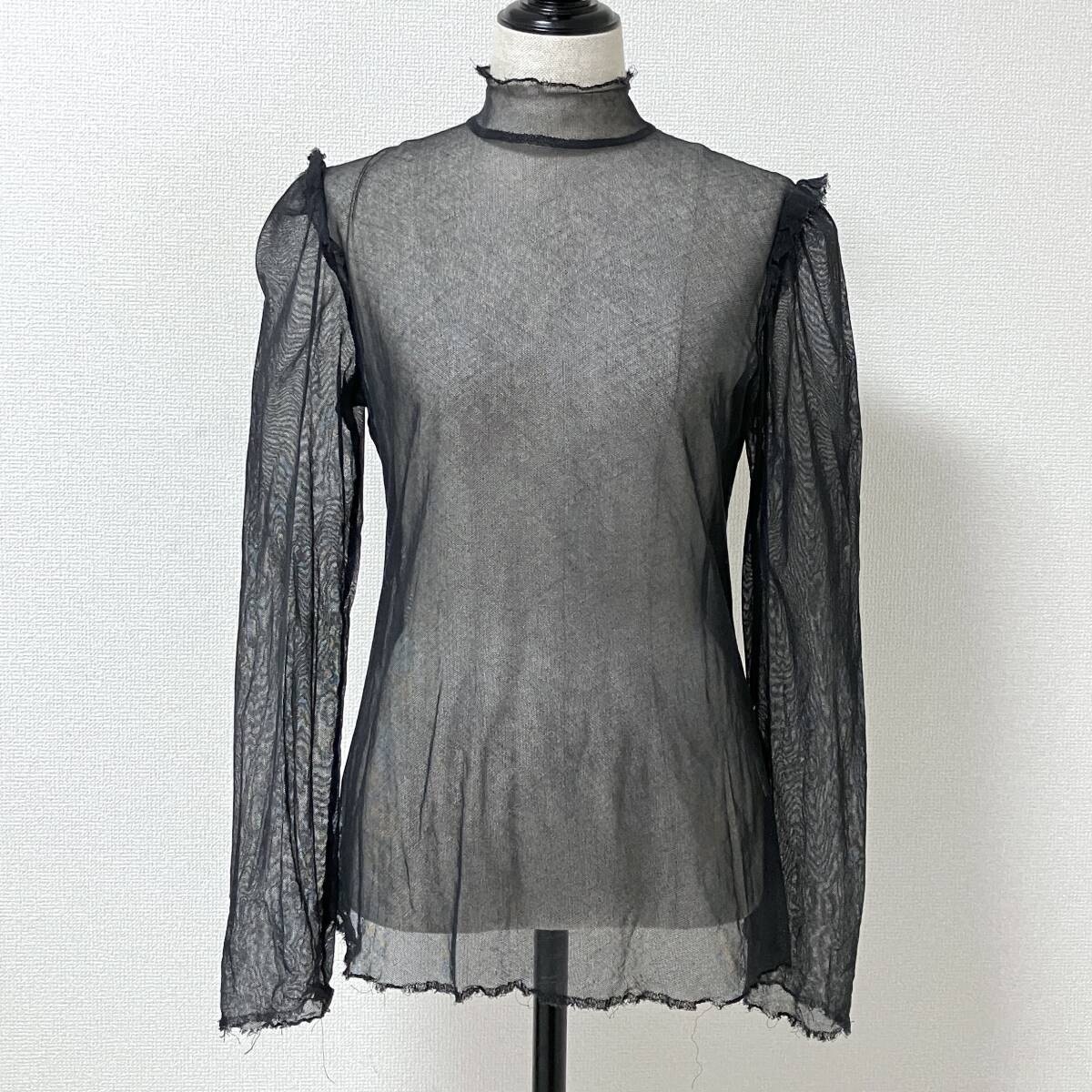 2019SS Sue UNDERCOVER シースルー メッシュ ハイネック パフスリーブ 長袖 カットソー 黒 2サイズ アンダーカバー ブラウス archive 2535拍卖