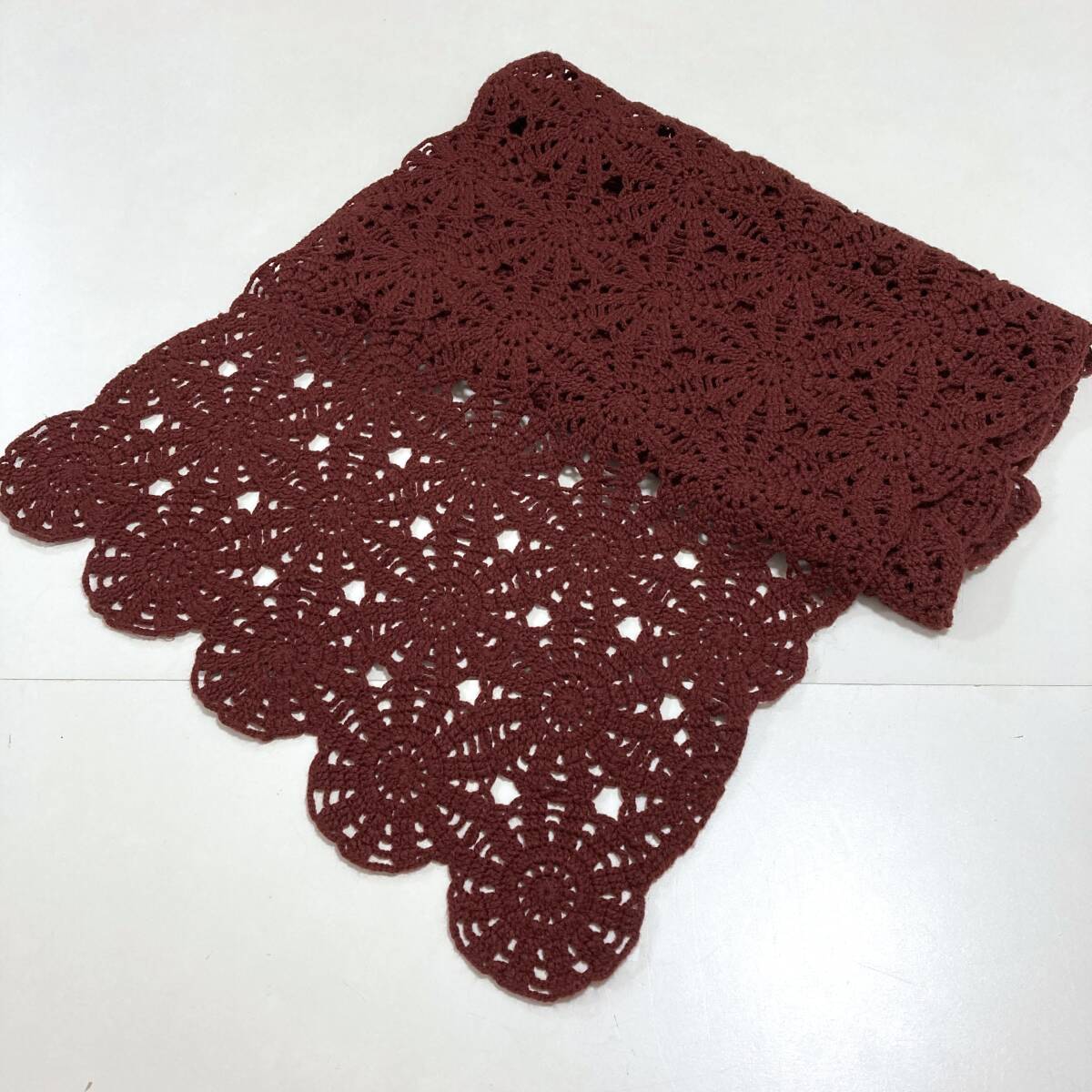 コムコム COMME des GARCONS アクリル ウール 花柄 クロシェ編み ニット ストール エンジ コムデギャルソン マフラー archive 5070420拍卖