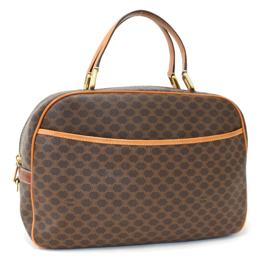 1円◆美品 CELINE セリーヌ ハンドバッグ マカダム PVC レザー ブラウン ヴィンテージ◆E.Cmu.zE-21拍卖