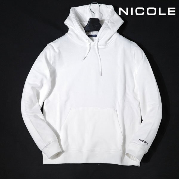 新品1円~★ニコル セレクション NICOLE selection メンズ ロゴ プルオーバー フーディートレーナ 44 S パーカー 白 本物◆1433◆拍卖