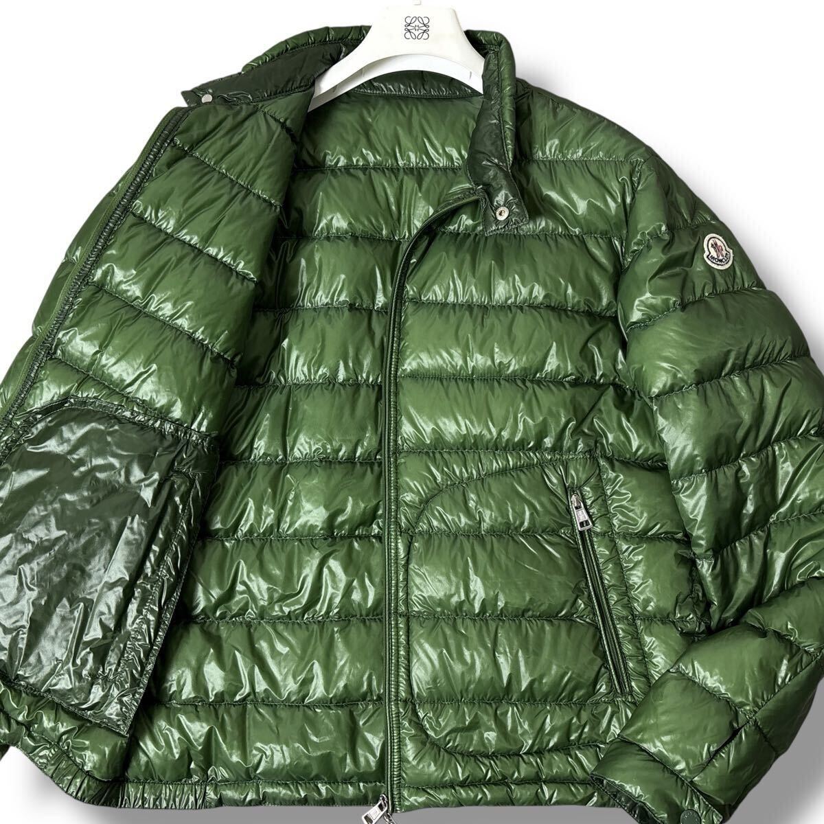 極美品■MONCLER モンクレール【L相当】ダウンジャケット ライトダウン グリーン 緑 ロゴワッペン Wジップ ACORUS GIUBBOTTO 鑑定済 正規品拍卖