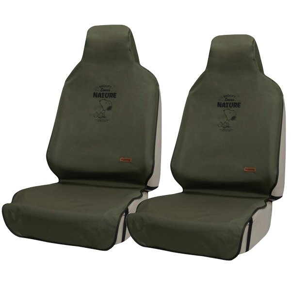 サクラ デイズ ルークス ノート マーチ 等 防水シートカバー スヌーピー ネイチャー 軽自動車 普通車 汎用 フロント用 2枚 緑 送料無料拍卖