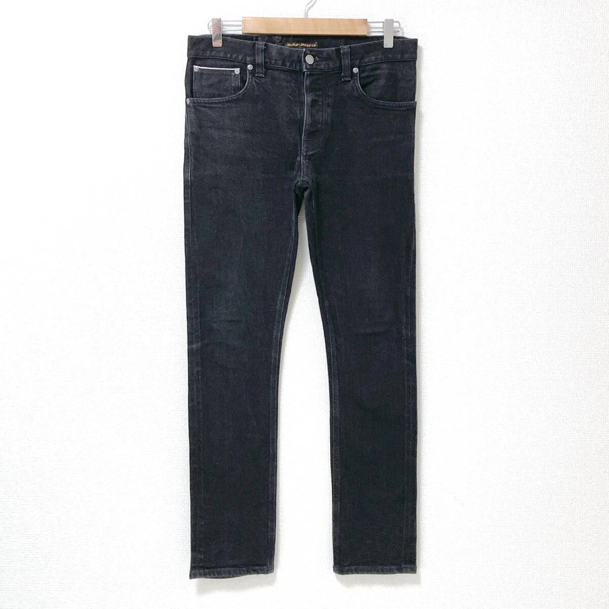 Nudie Jeans GRIM TIM DRY BLK COMF SELVAGE セルビッチ 赤耳 デニムパンツ ブラック W33 ヌーディージーンズ ボタンフライ 25110089拍卖