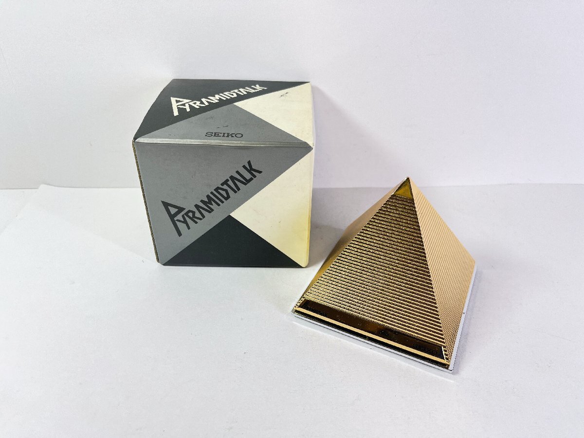 【通電確認済】 置き時計 SEIKO PYRAMIDTALK セイコー ピラミッドトーク DA585G ゴールド色 / 60 (SG024091D)拍卖