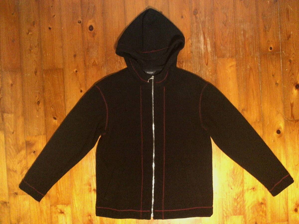 ★国産☆ポールスミス【Paul Smith】パイル ニット ジップアップ パーカー ジャケット L 黒 ブラック拍卖