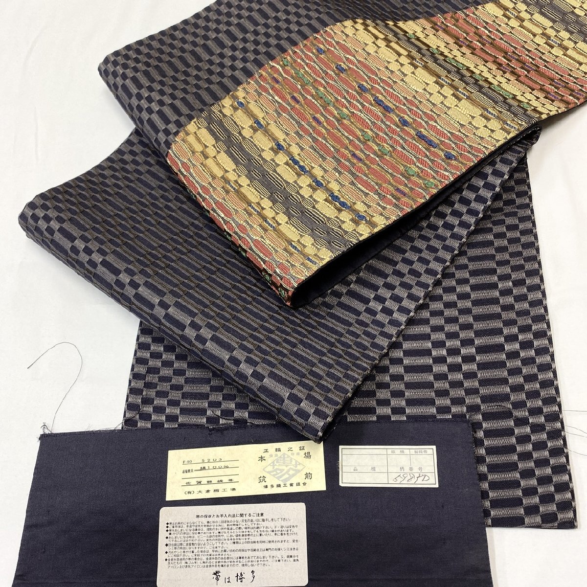 着物月花 大倉織工場 本場筑前博多織 佐賀錦 袋帯 お太鼓柄 正絹 金糸 伝統工芸品 ob7859拍卖