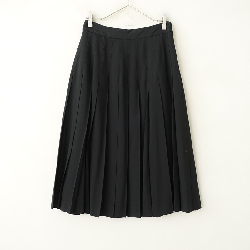 【定価4.1万】マーガレットハウエル MARGARET HOWELL *FINE WOOL POPLIN SKIRT プリーツスカート*3毛黒(sk25-2512-129)【72L52】拍卖