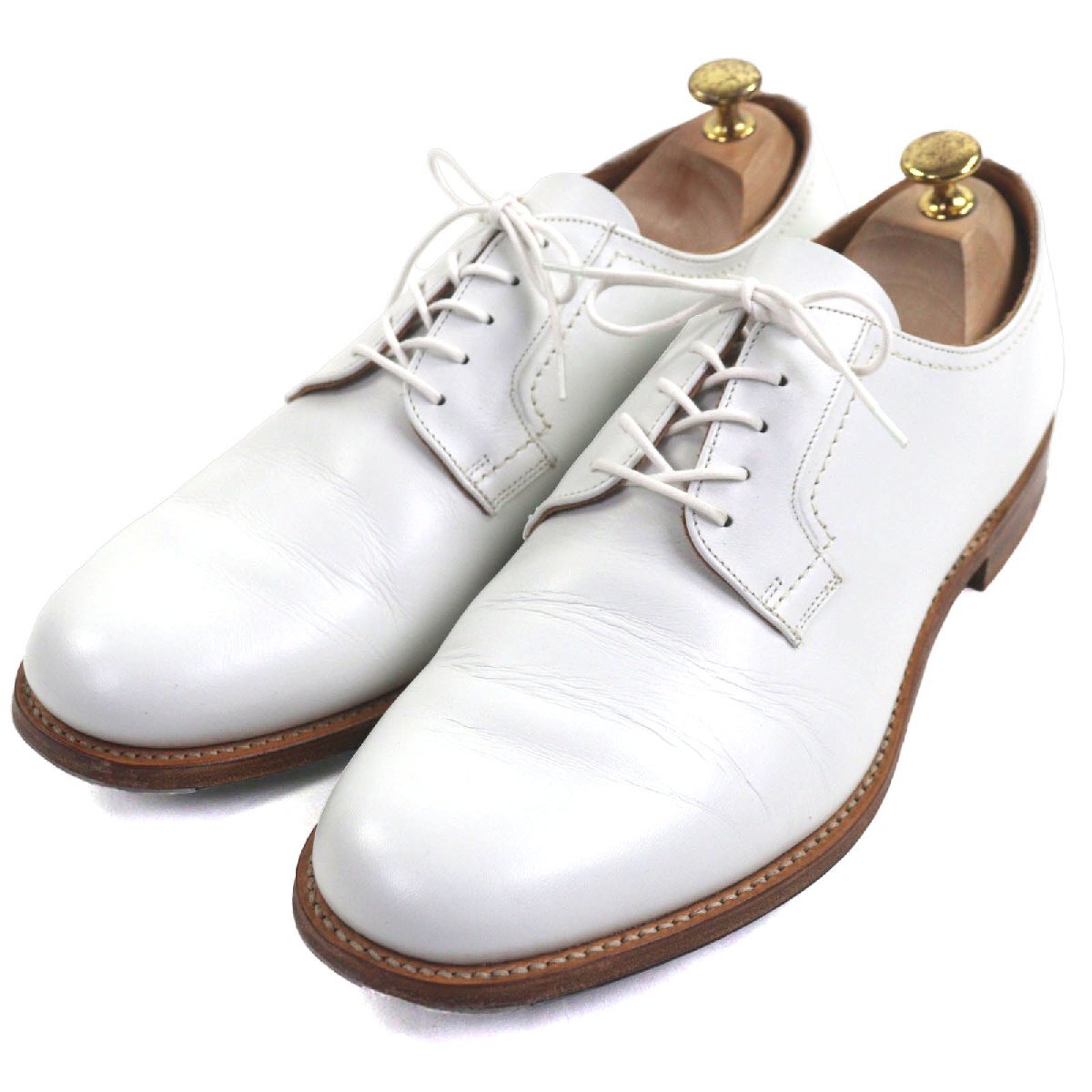 美品▼CHURCH’S チャーチ BARKSON バークソン 103ラスト プレーントゥ レースアップ レザーシューズ ホワイト 95 イングランド製 メンズ拍卖
