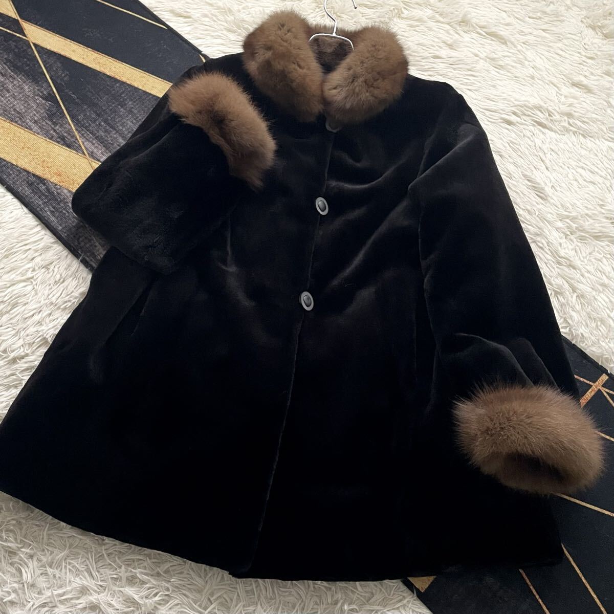 近年人気モデル/総丈89 ロシアンセーブル/sable ミンク/MINK リバーシブル◎ ロング ファーコート 軽量 毛皮 なめし柔らか◎肉厚ボリューム拍卖