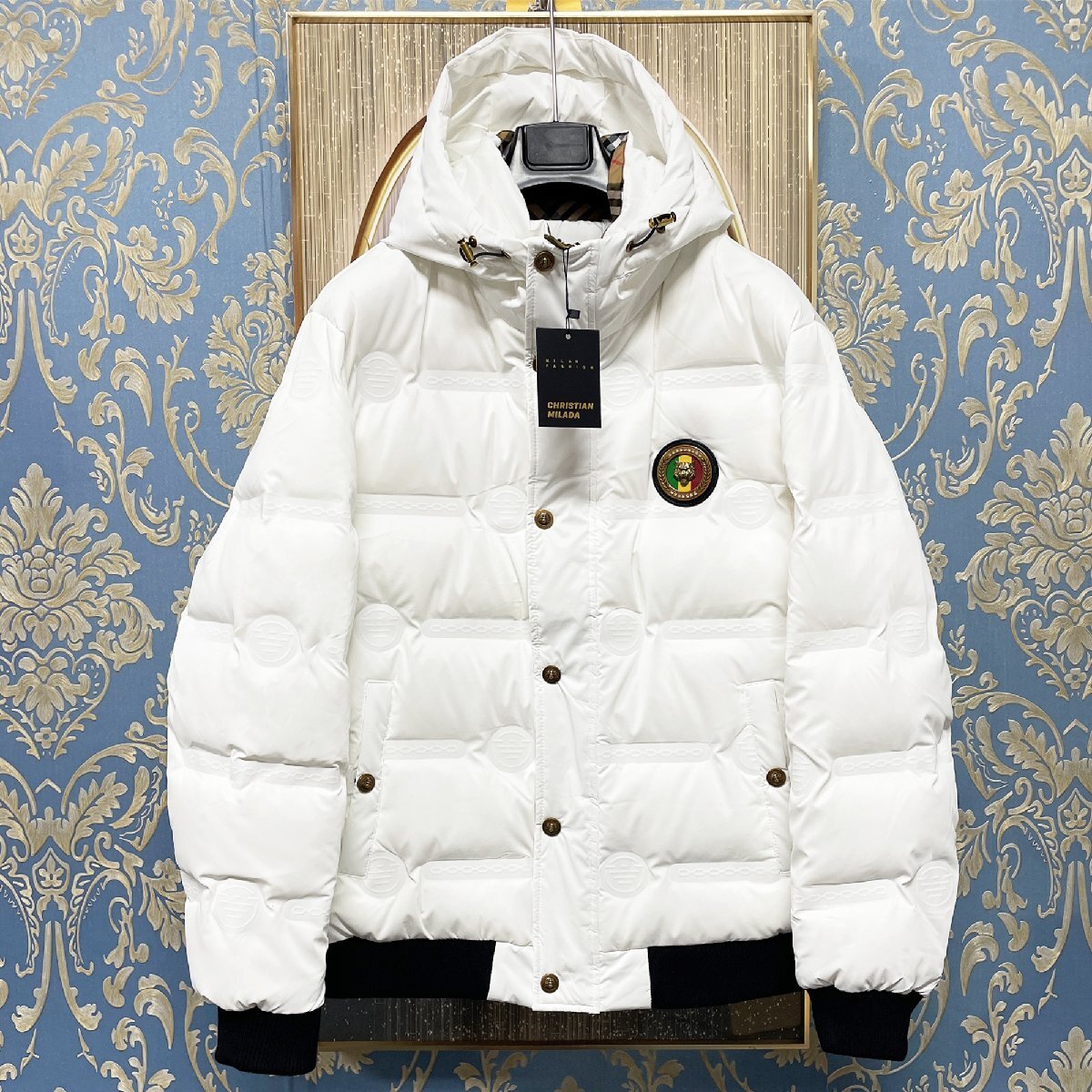 定価12万★christian milada・ミラノ発・ダウンジャケット★お洒落 個性 防寒防風 エンボス加工 アメカジ アウター 秋冬 XL/50拍卖