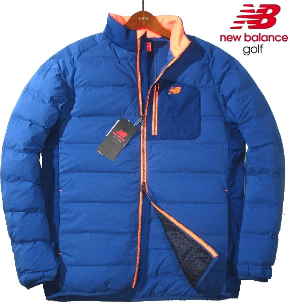 新品 冬物 L or XL 定価2.86万▼ ニューバランス ゴルフ NEW BALANCE GOLF 立衿 ダウンジャケット 遮風 はっ水 中綿入り メンズ LL ウェア拍卖