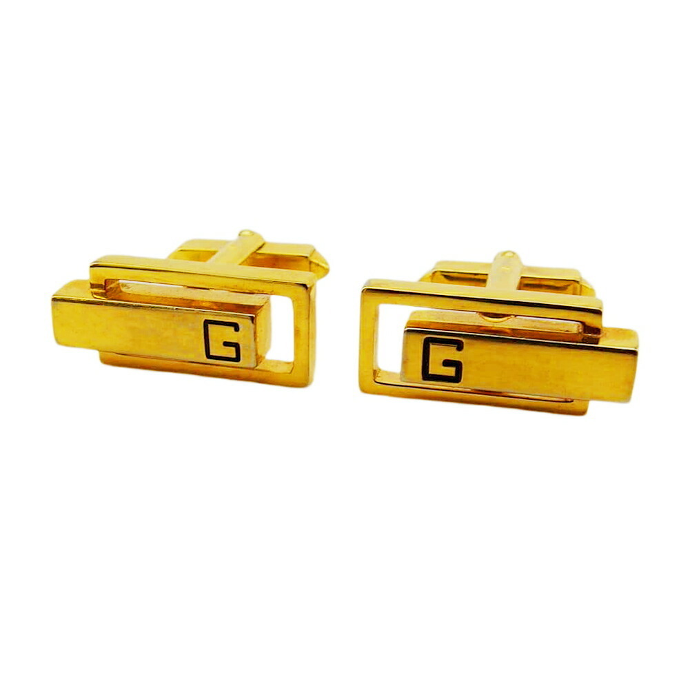 【30%OFFクーポン】ジバンシィ GIVENCHY カフス Gマーク スウィヴル式 ゴールド ブラック レディース 中古拍卖
