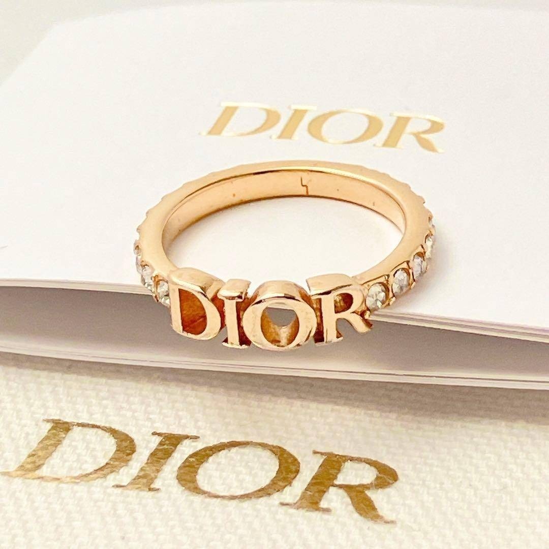 ディオール dior CD リング 指輪 ゴールド レディース ER86 ラインストーン レディース Lサイズ ロゴ拍卖