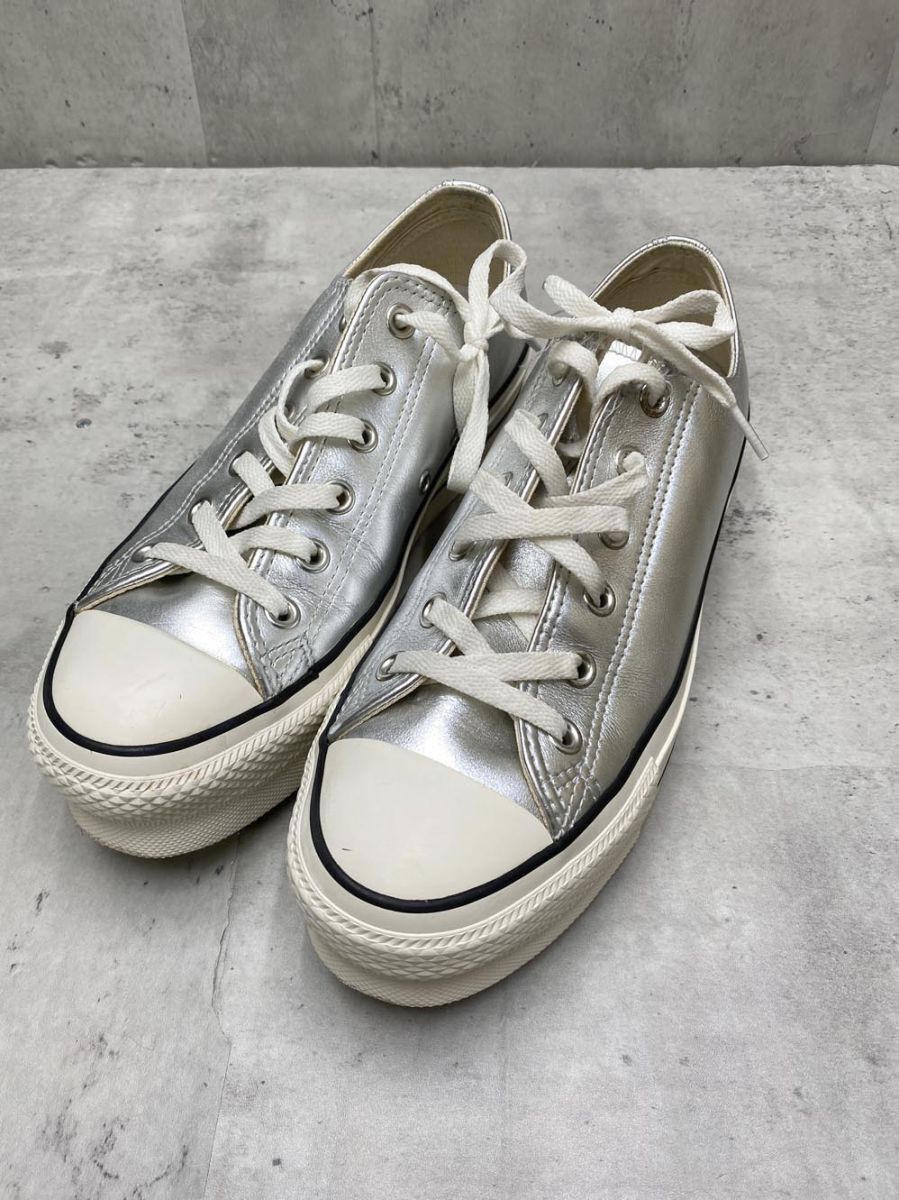 CONVERSE コンバース 31314280 LEATHER ALL STAR LIFTED OX スニーカー size25.5cm/シルバー ■■◎拍卖