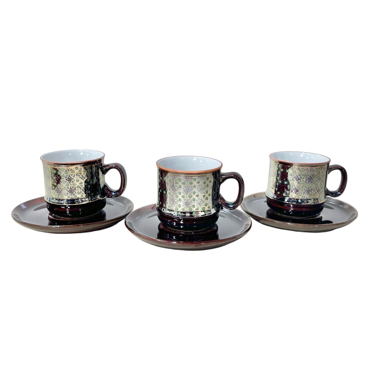 九谷焼 食器 和食器 おまとめ カップ&ソーサー 金彩 コーヒーカップ 昭和レトロ 3客 中古品 80サイズ 蘇さ(MtY2414)拍卖
