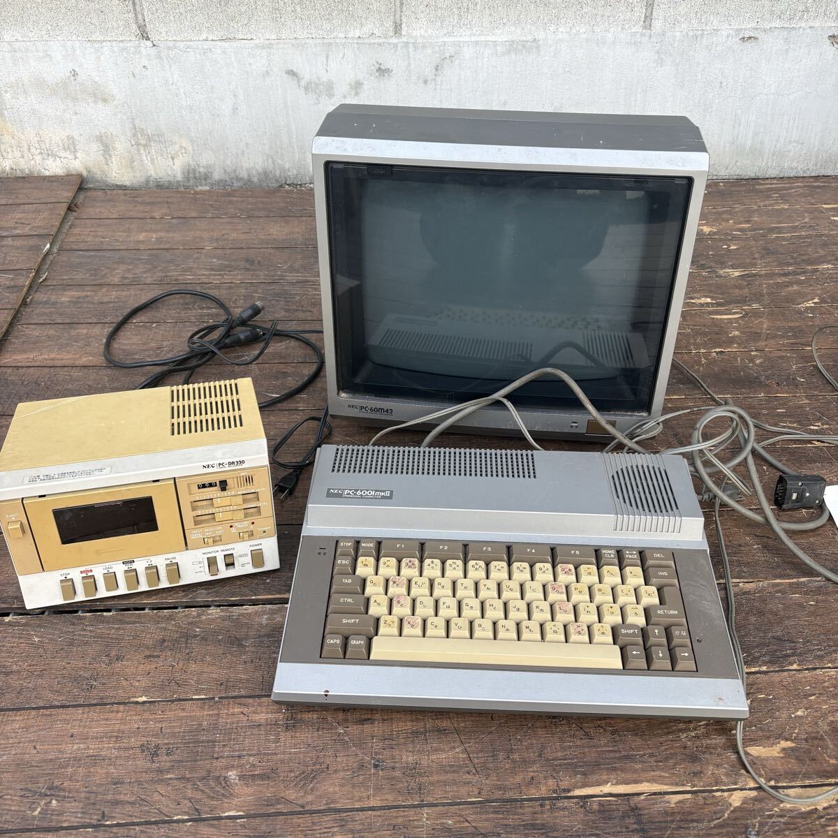 NEC PC-6001mkII セット モニター PC-60M43 データレコーダ PC-DR300 通電確認のみ確認 動作不明 ジャンク 昭和レトロ パソコン 付属品あり拍卖