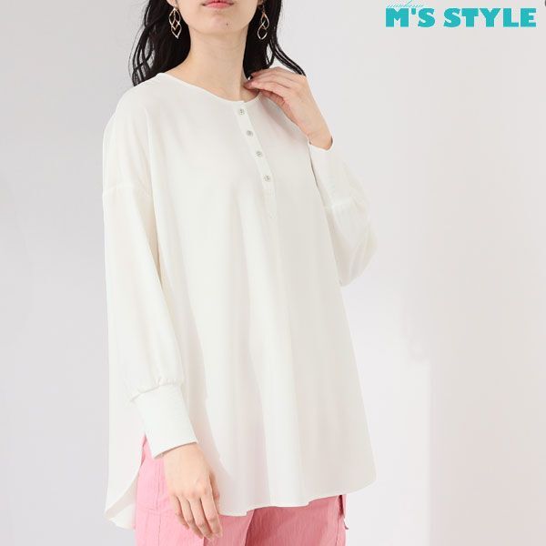 送料185円■om388■▼エムズ スタイル ヘンリーネック デザインプルオーバー L 8900円相当【シンオク】【クリックポスト発送】拍卖