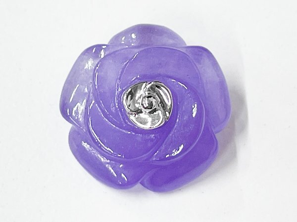ペンダントトップ K14 WG 金 宝石 フラワー 花 モチーフ 薔薇 ローズ エレガント ジュエリー/ホワイトゴールド×パープル/1円スタート/AY拍卖