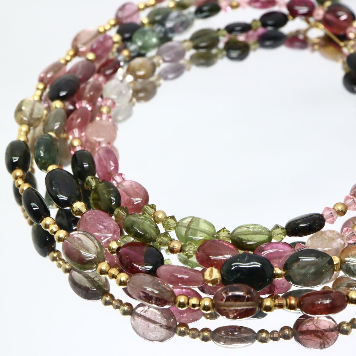 K18入り!!大人気商品!!◆天然トルマリンネックレス3点おまとめ◆D 約47.0g tourmaline necklace ジュエリー ピンク グリーン EA5/EC2 X925拍卖