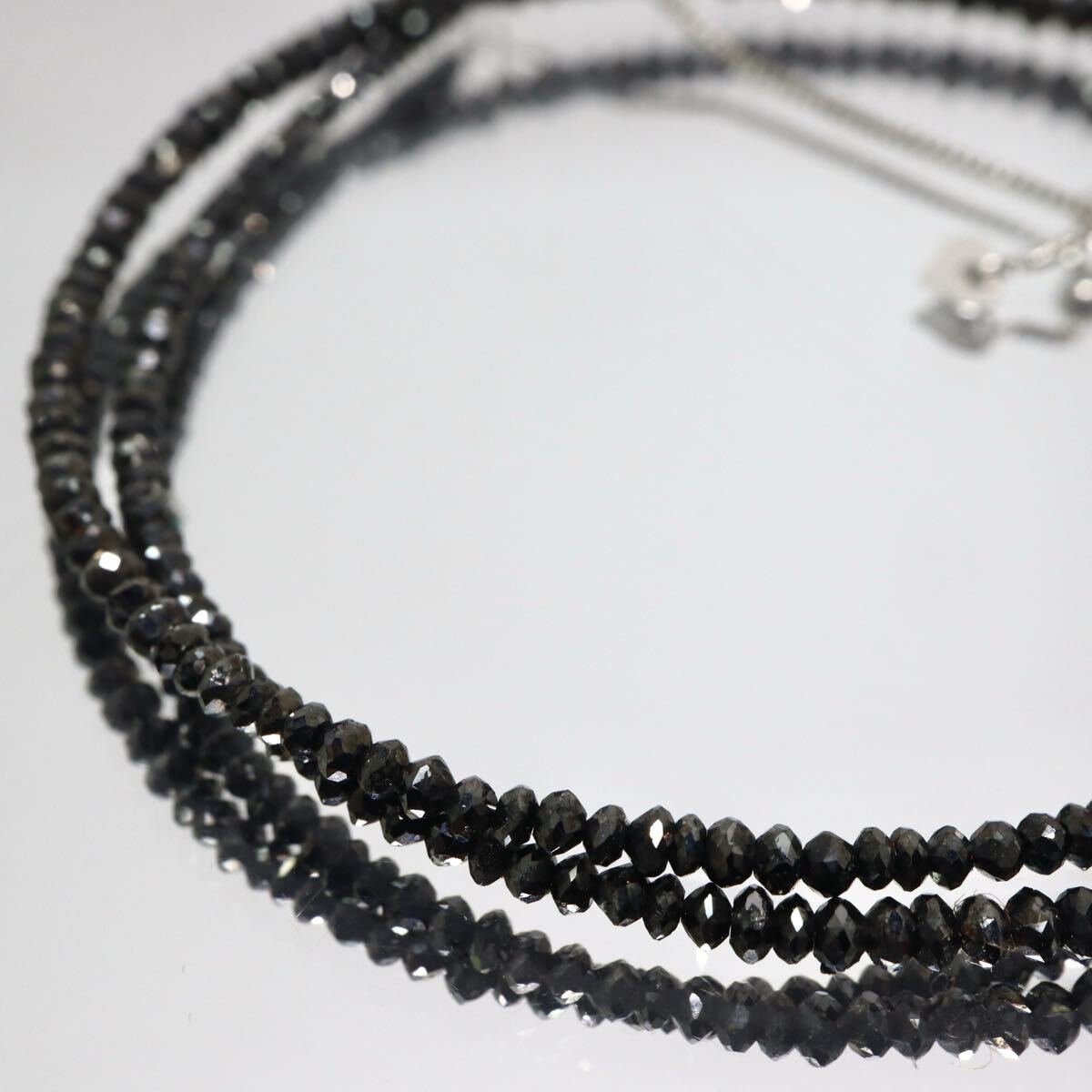 K18WG!!20.00ct!!◆天然ブラックダイヤモンドネックレス◆D 約4.8g 約44.0cm black diamond necklace jewelry ジュエリー EA0/EA5 X931拍卖