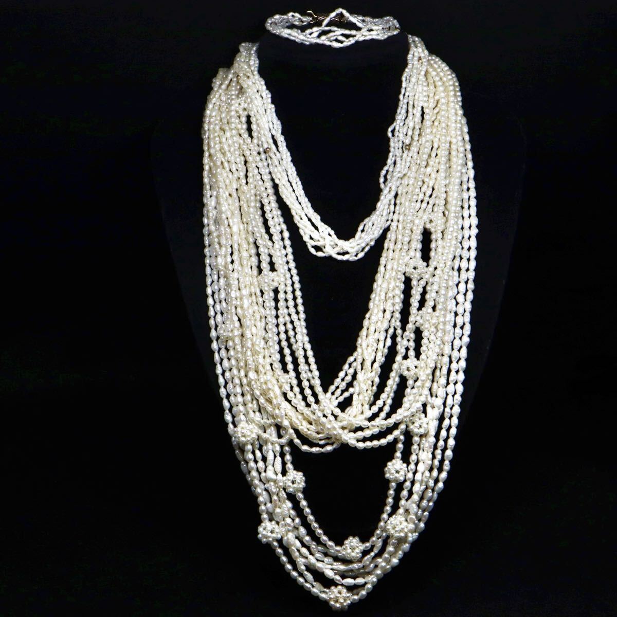 セット売り!!◆本真珠ネックレス6点/ブレスレット1点おまとめ◆D 約316.4g pearl パール necklace ジュエリー 淡水 ライス型 DC6/EA2 X959拍卖