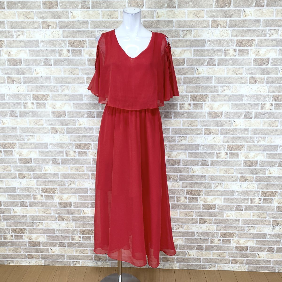 1円 ドレス Meishangjia 舞台衣装ロングドレス 赤系 パーティードレス カラードレス キャバドレ 発表会 中古17037拍卖