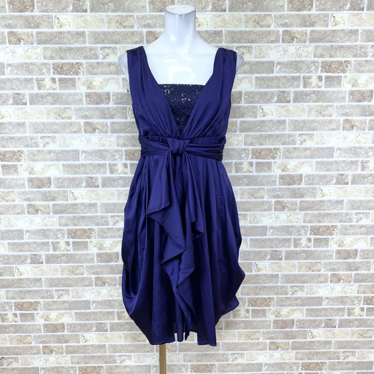 1円 ドレス (株)アサクラ ワンピース 38 紫系光沢 カラードレス キャバドレ 発表会 イベント 中古17073拍卖