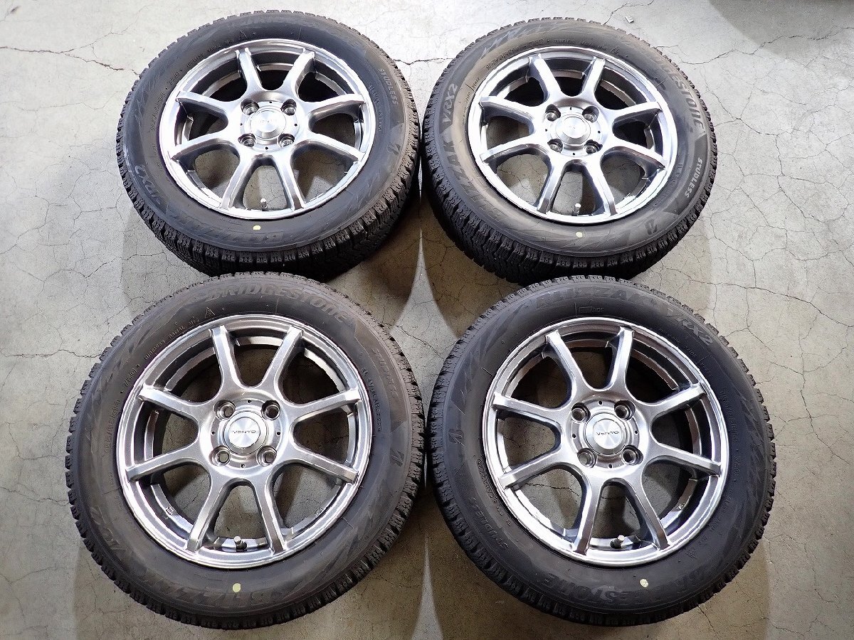 YS24201【送料無料155/65R14】タント スペーシア N-BOX サクラ ekスペース 中古スタッドレス ●14×4.5J 100/4H ET45●1円スタート拍卖