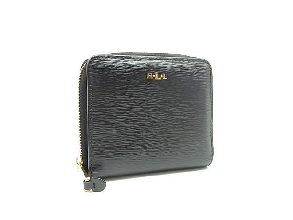 LAUREN RALPH LAUREN ローレンラルフローレン レザー 二つ折り 財布 ウォレット 札入れ 小銭入れ メンズ ブラック系 DJ4966拍卖