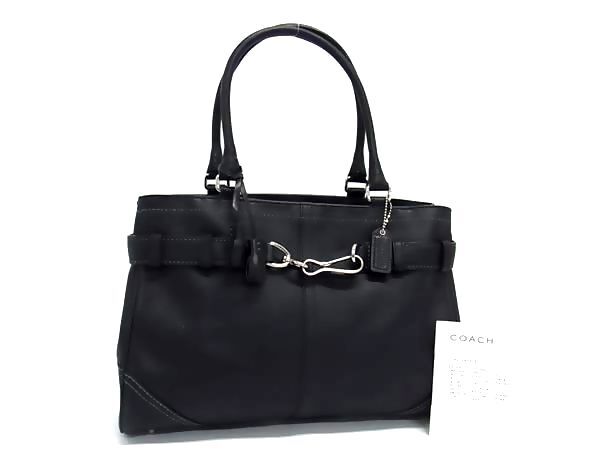 1円 ■極美品■ COACH コーチ 8A71 レザー ハンドバッグ トートバッグ ショルダーバッグ 肩掛け レディース ブラック系 BQ2701拍卖