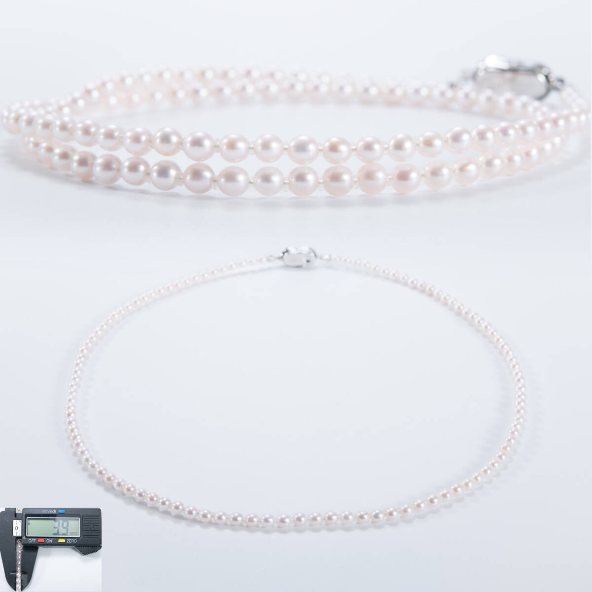 本真珠・アコヤ真珠・べビーパールネックレス・シルバー・silver刻印・3.9mm・箱付き・FR7051拍卖