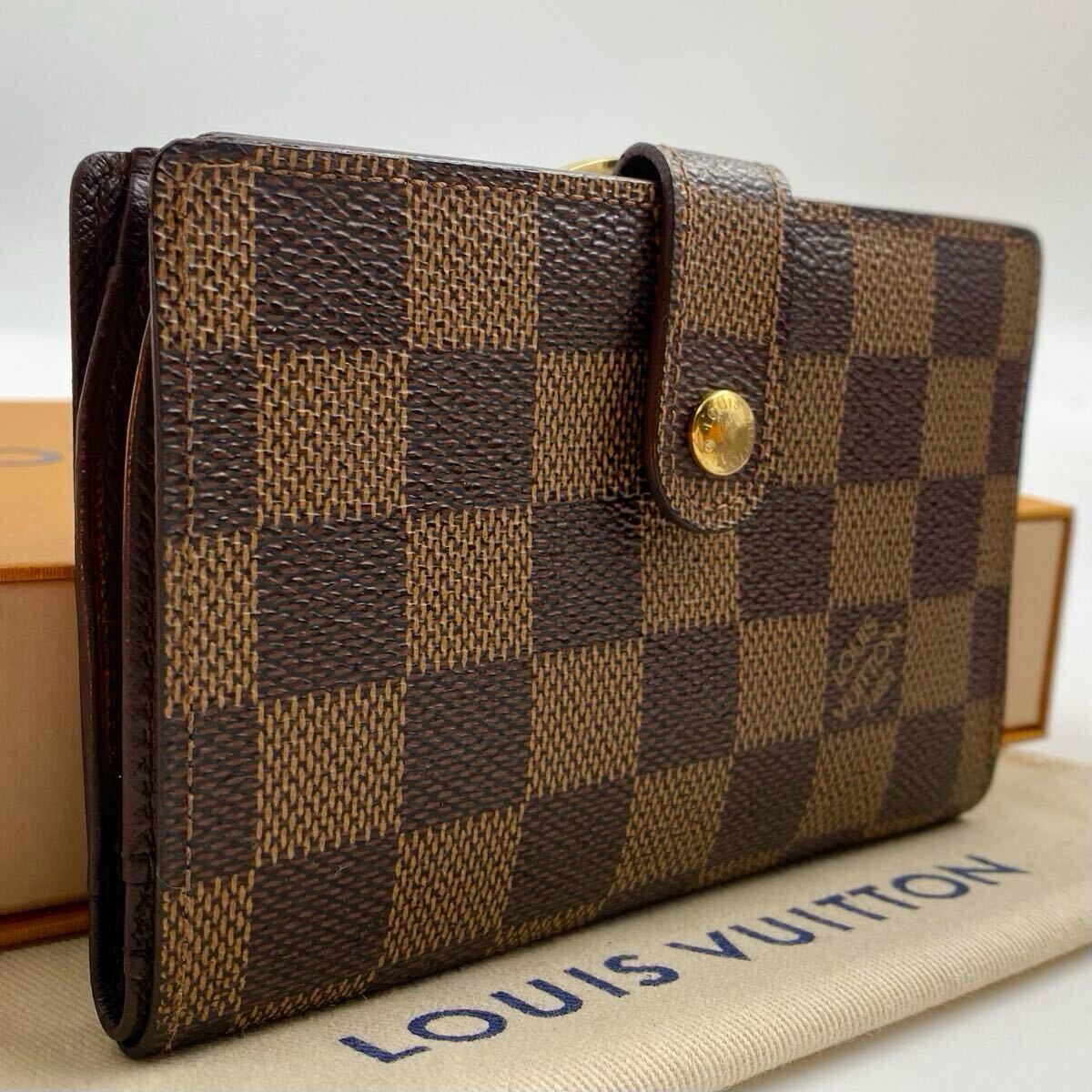 【極美品】ルイヴィトンLOUIS VUITTON ヴィエノワ がま口折り財布 ダミエウォレット メンズ レディース ユニセックス 219拍卖