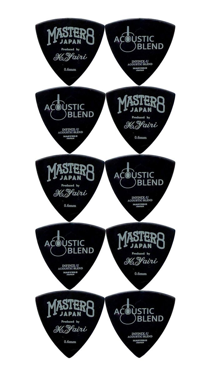 ★MASTER8 JAPAN YAB-TR060/10枚セット 三角 0.6mm INFINIX-U ACOUSTIC BLEND Produced by K.Yairi ピック★新品送料込/メール便拍卖