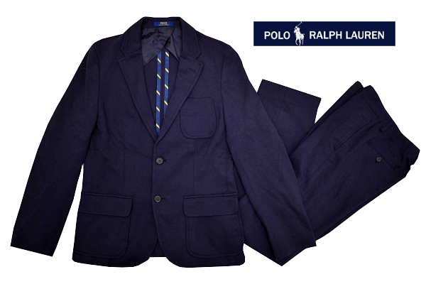 A-4953★美品★POLO RALPH LAUREN ポロ ラルフローレン★現行タグ 正規品 通年 ネイビー紺ブレザー 上下セット フォーマル スーツ 160cm拍卖