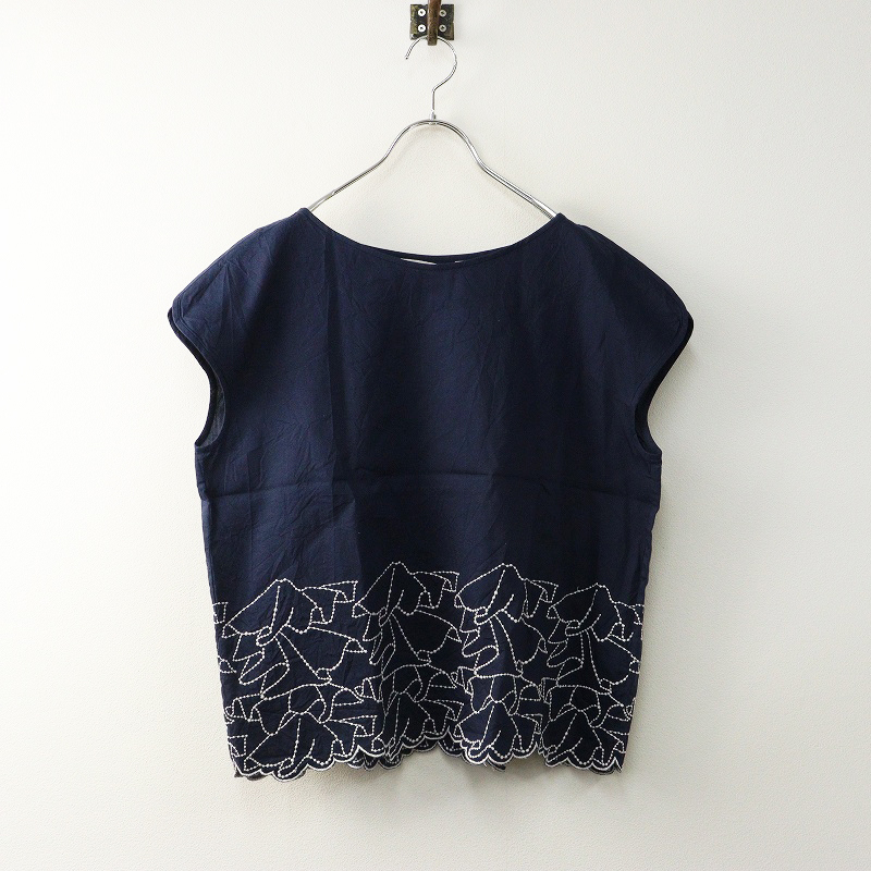 タグ付き ミナペルホネン mina perhonen zs1140 frill ブラウス 38|ネイビー トップス フレンチスリーブ カットソー 【2400014661972】拍卖