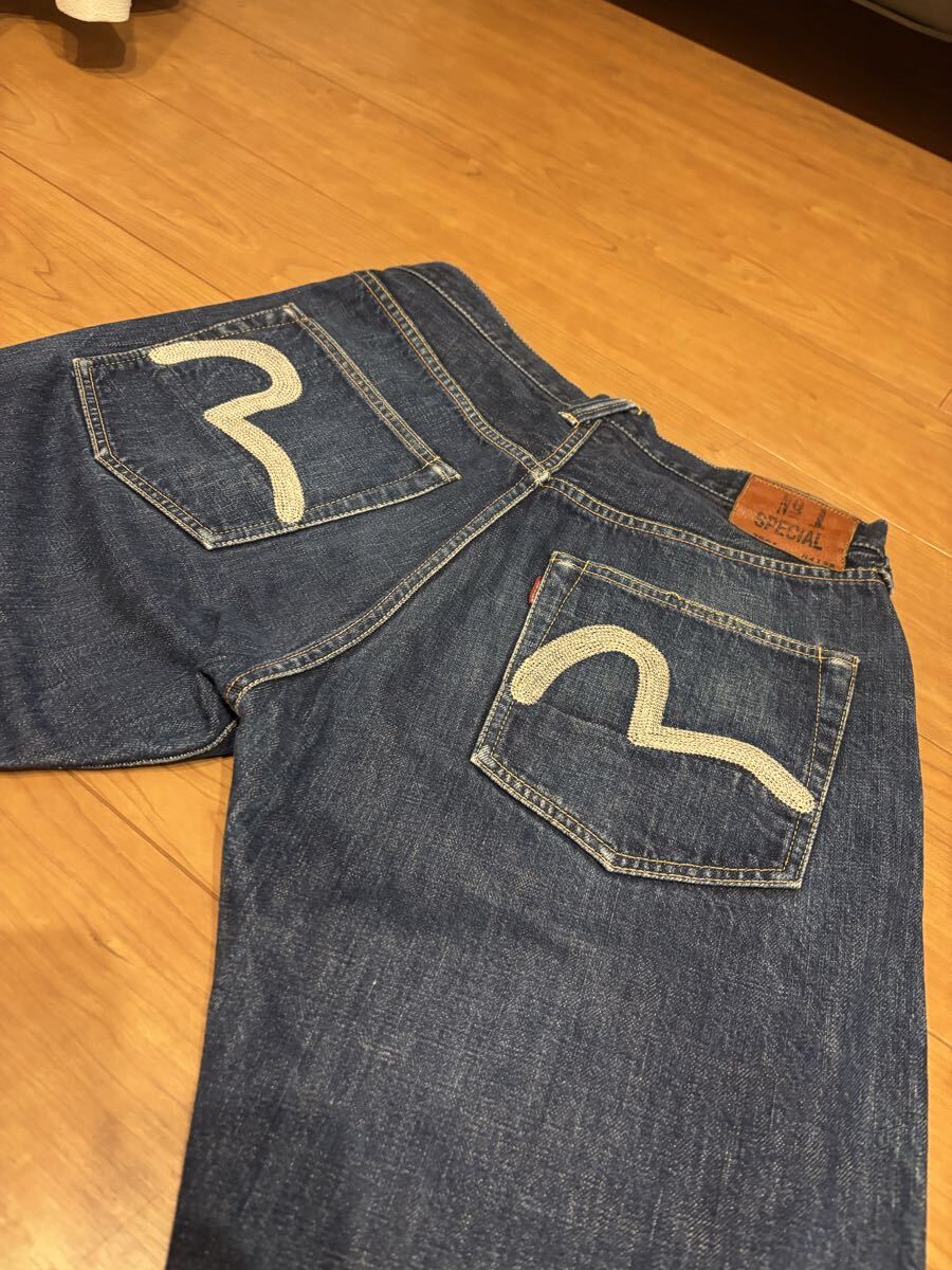 エヴィス EVISU No.1Special lot.200134x35 刺繍 白カモメ セルビッジプラチナ耳拍卖