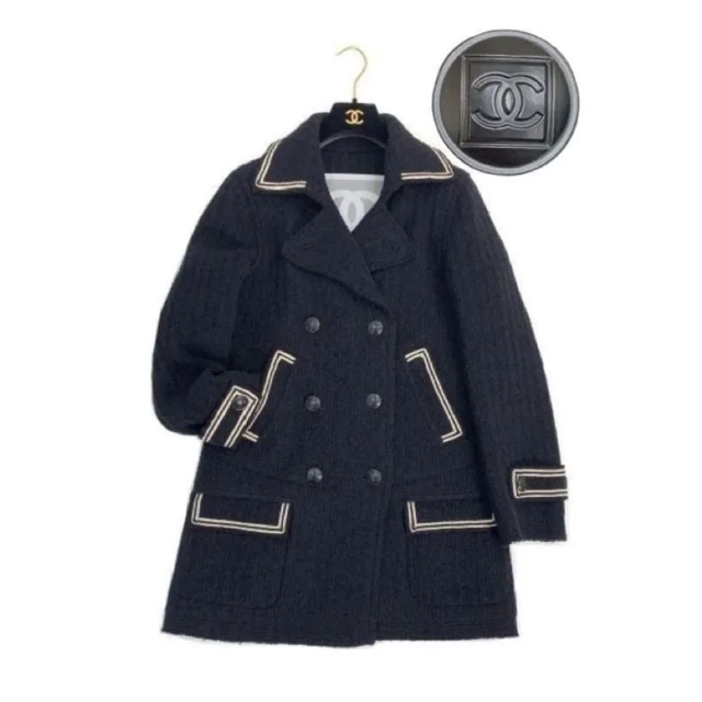 シャネル CHANEL レア 黒白 スポーツライン コート ジャケット アウター ココマーク 07A 38サイズ 美品 拍卖