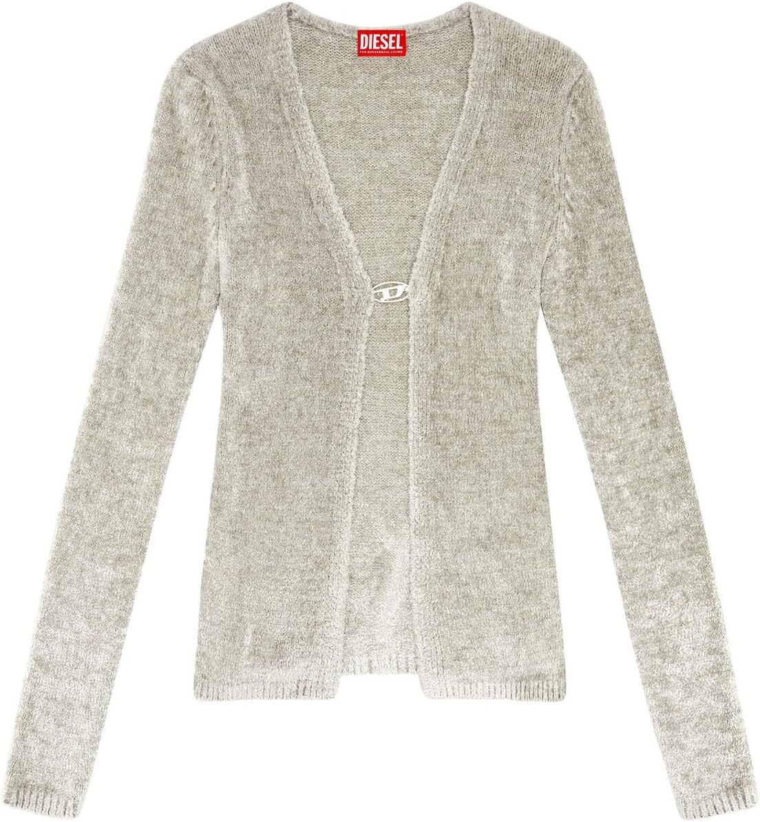 ★新品未使用/DIESEL/価格73700円★タグ付 レディースDIESEL オーバルディー ロゴ モヘア 長袖ニットカーディガン ホワイトグレー XS拍卖