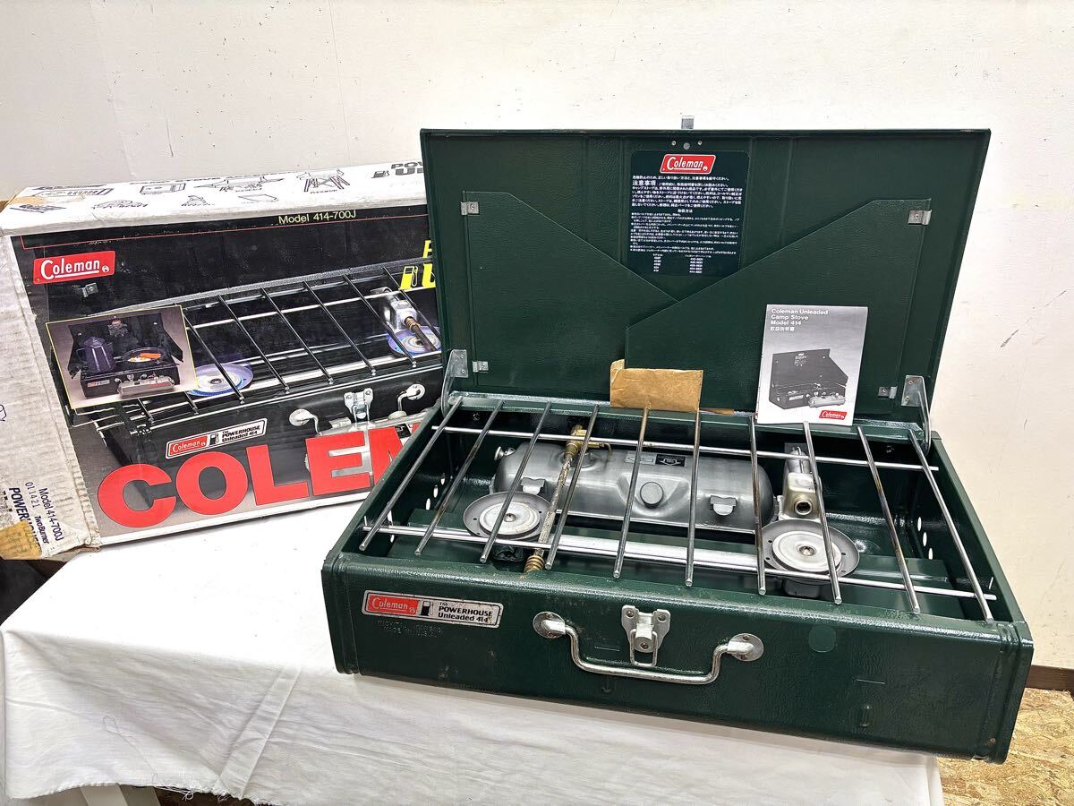 Coleman 414 コールマン パワーハウス ツーバーナーコンロ アウトドア キャンプ 用品 用具 グリーン 元箱付 まとめて 414-700J POWERHOUSE拍卖