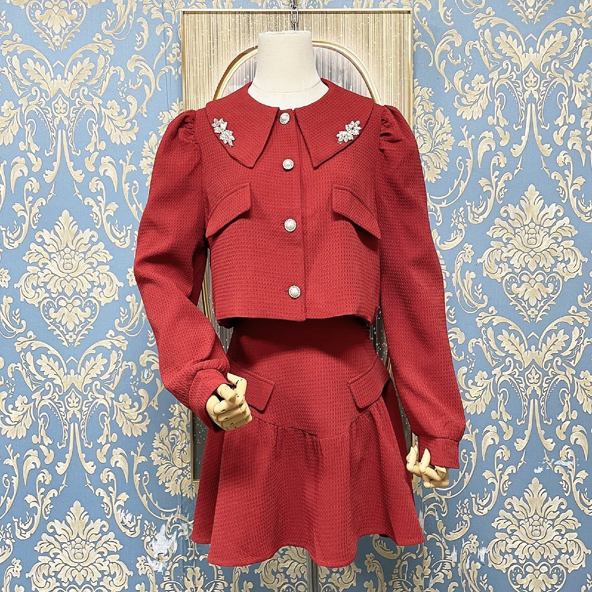 定価7万★christian milada・ミラノ発・上下セット★上品 ソフト 可愛い スカート ジャケット 2点セット 上下セット デート レディース M拍卖