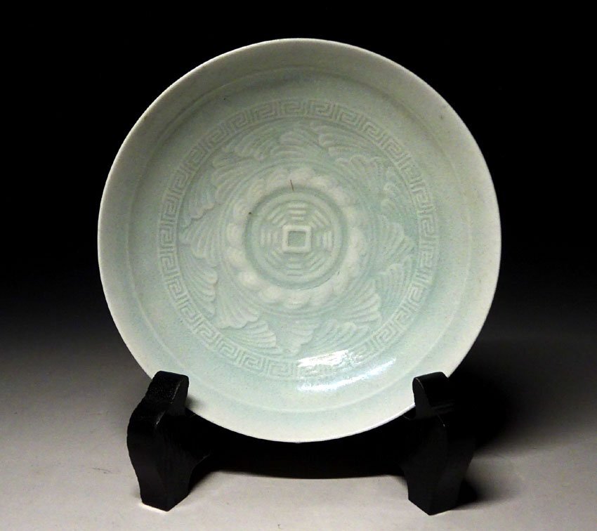 緑屋c■ 中国古玩 影青 陽刻 皿 唐物 時代物 i9/10-6916/3-3#60拍卖