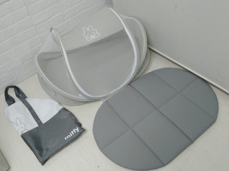 美品 西川 ミッフィー コンパクト ベッド ベビーベッド 1517-50007 BR221 90×60×45cm コンパクト ベッド グレー系拍卖