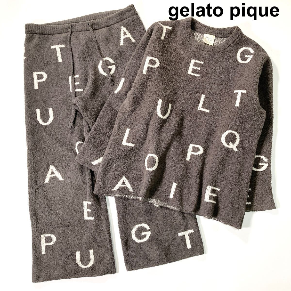 gelato pique ジェラートピケ ジェラピケ モコモコ セットアップ ロゴ ーダー ルームウェア 部屋着 F ユニセックス レディース B122502-83拍卖