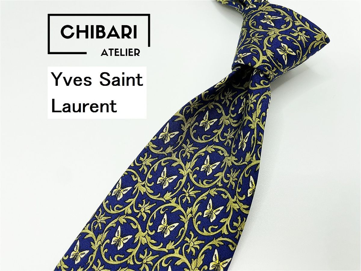 【超美品】YvesSaintLaurent サンローラン チェック柄 ネクタイ 3本以上 送料無料 メンズ ネイビー 1103173拍卖