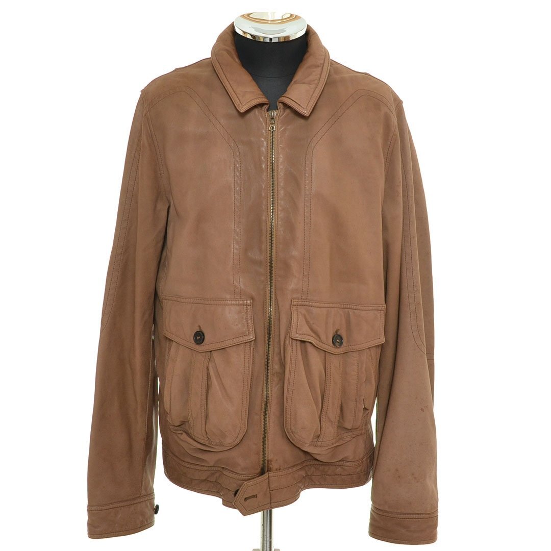 ◆568297 NEIL BARRETT ニールバレット ◇レザージャケット 革ジャン 本革 サイズM メンズ ブラウン拍卖