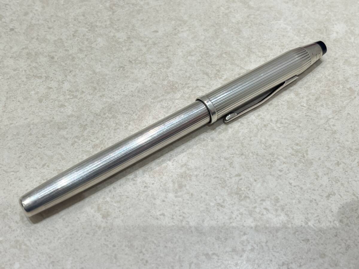 M10489【筆記確認済み】CROSS クロス ボールペン 925 Silver シルバー キャップ式 青インク ケース無し 筆記用具 事務 消耗品 高級 拍卖