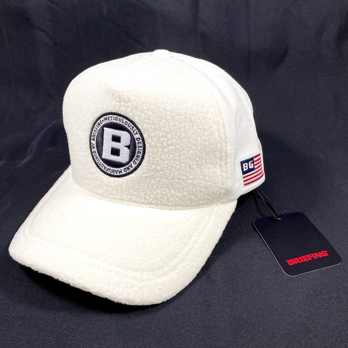 未使用タグ付き BRIEFING ブリーフィング GOLF ゴルフ URBAN COLLECTION メンズ CAMO JQ CAP キャップ BRG231M80 フリースボア 白 P11252拍卖