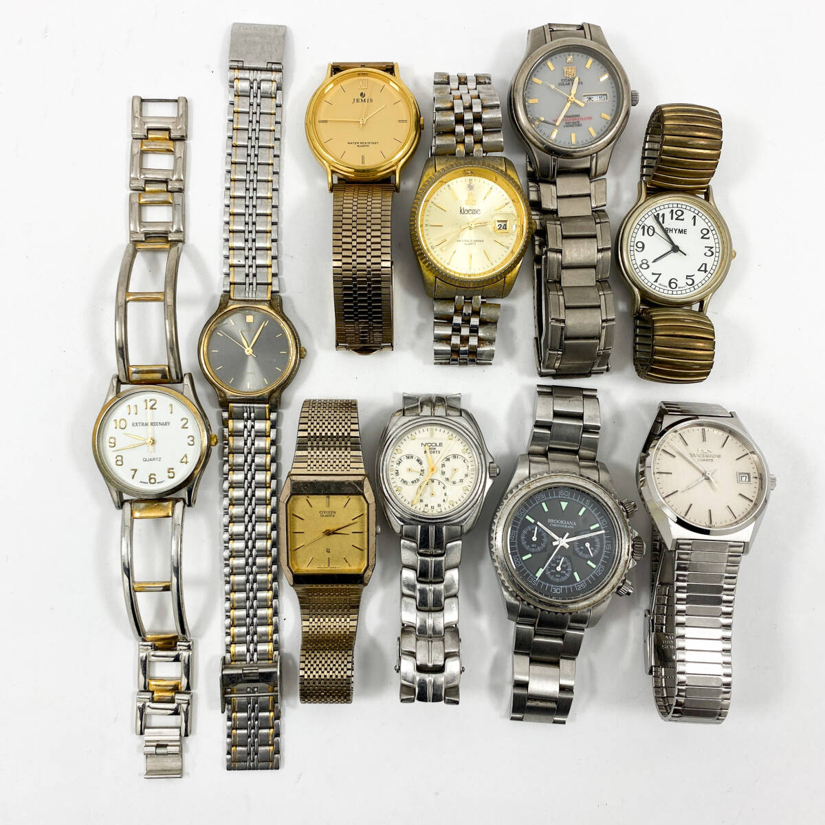 メンズ腕時計 10本 まとめ売り CITIZEN Klaeuse エルジン BROOKIANA nicole NC-2023 TECHNOS 等 テクノス 現状 P11138拍卖